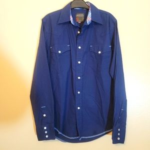 Roper Pearl Snap Shirt Mens Small Long Sleeve Blue‎ Pockets Western Cowboy Rodeo
